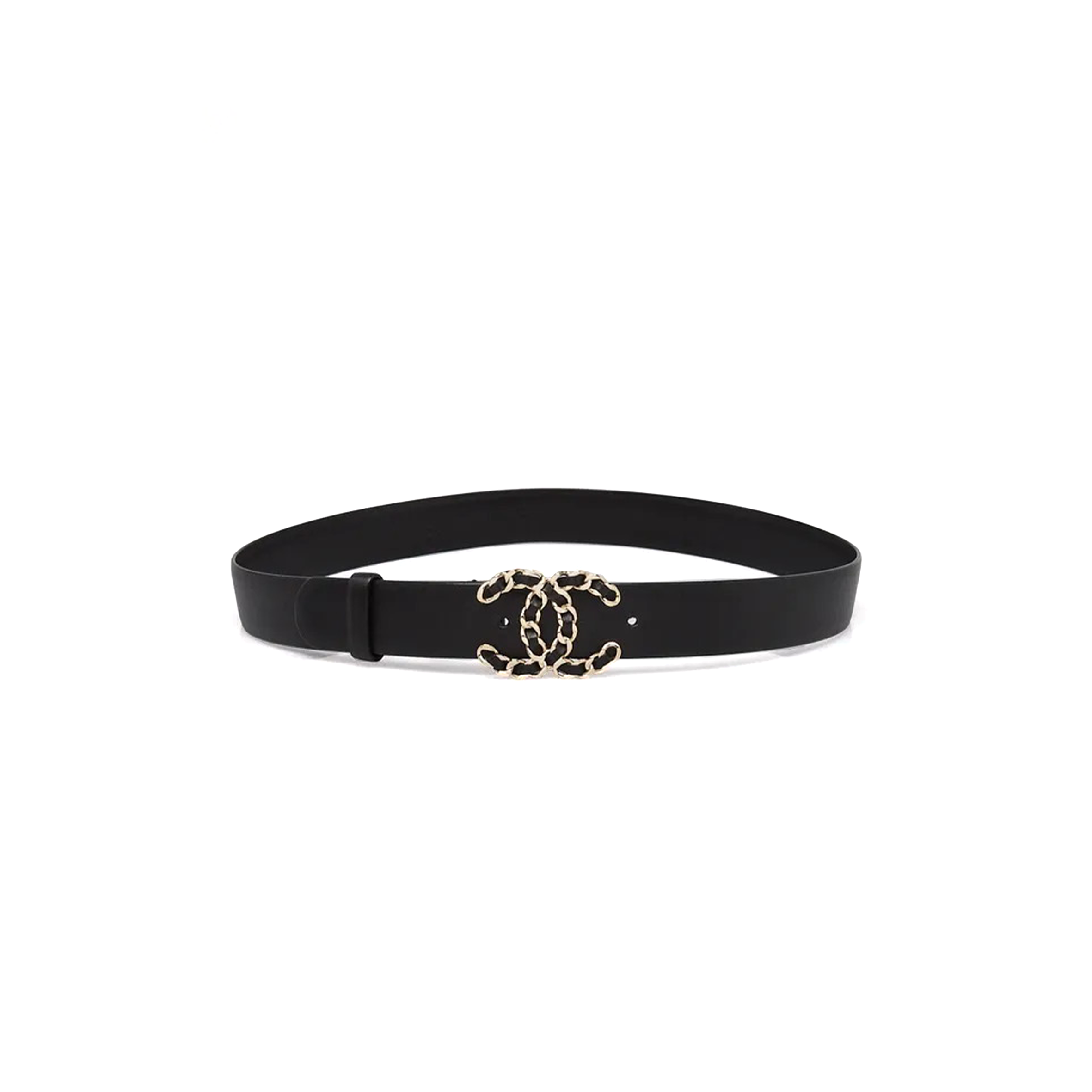 CHANEL BELT BLACK LEATHER AND CC